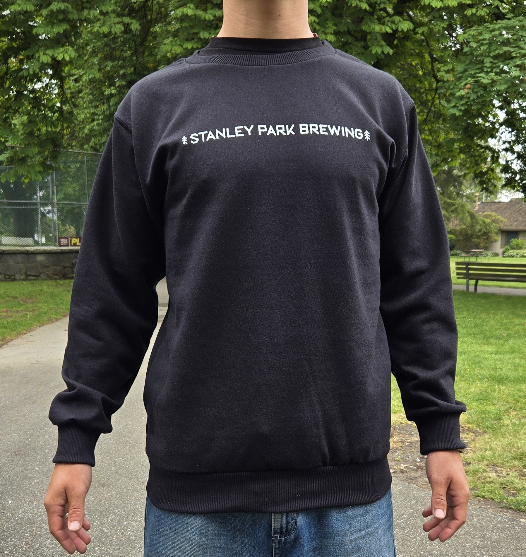 Last Shot x Stanley Park Brewing Black Crew Neck Unisex Sweatshirt from Stanley Park Brewing (Vancouver Brewpub)