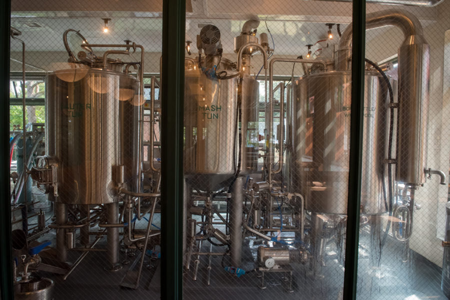 fermentation tanks at beer brewery in stanley park